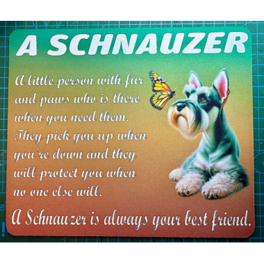 A Schnauzer poem mat green and gold